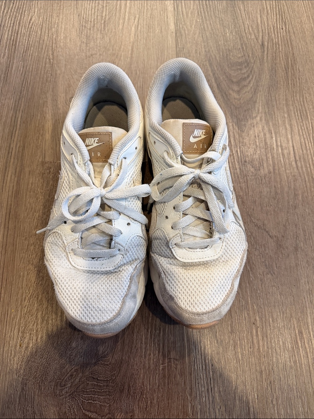 Nike Women's White and Tan Mesh Athletic Sneakers